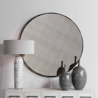 Uttermost Junius Antique White Round Mirror