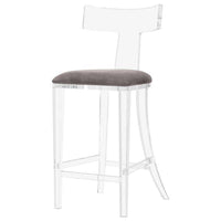 Interlude Home Tristan Klismos Bar Stool - Grey Velvet
