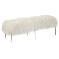 Interlude Home Stiletto Bench - Ivory Sheepskin