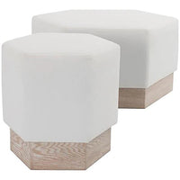 Worlds Away Asher Stool in White Linen