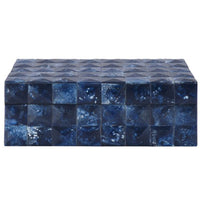 Worlds Away Hand Crafted Decorative Box in A Blue Geometric Pattern