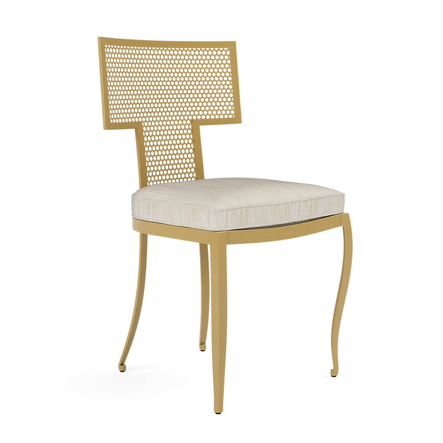 Made Goods Hadley Metal Outdoor Dining Chair in Danube Mix Beige Fabric