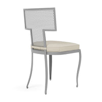 Made Goods Hadley Metal Outdoor Dining Chair in Garonne Marine Leather