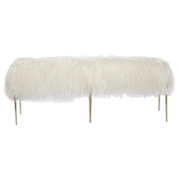 Interlude Home Stiletto Bench - Ivory Sheepskin