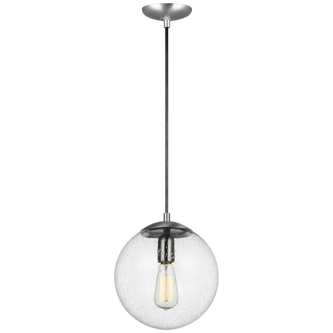 Sea Gull Lighting Leo - Hanging Globe 1-Light Pendant - Satin Aluminum