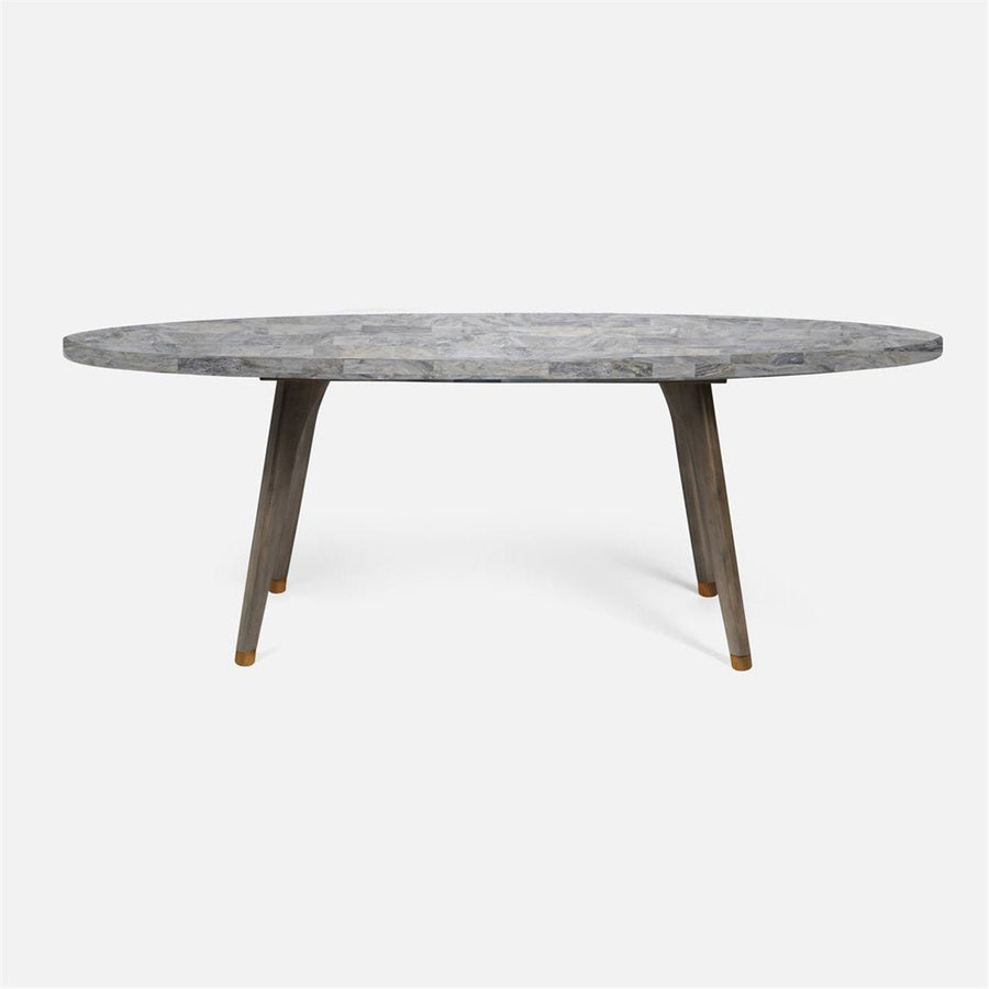 Made Goods Alder Oval Dining Table in Stone Top
