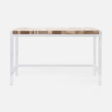Made Goods Cassian Acrylic Console Table with Petrified Wood Top