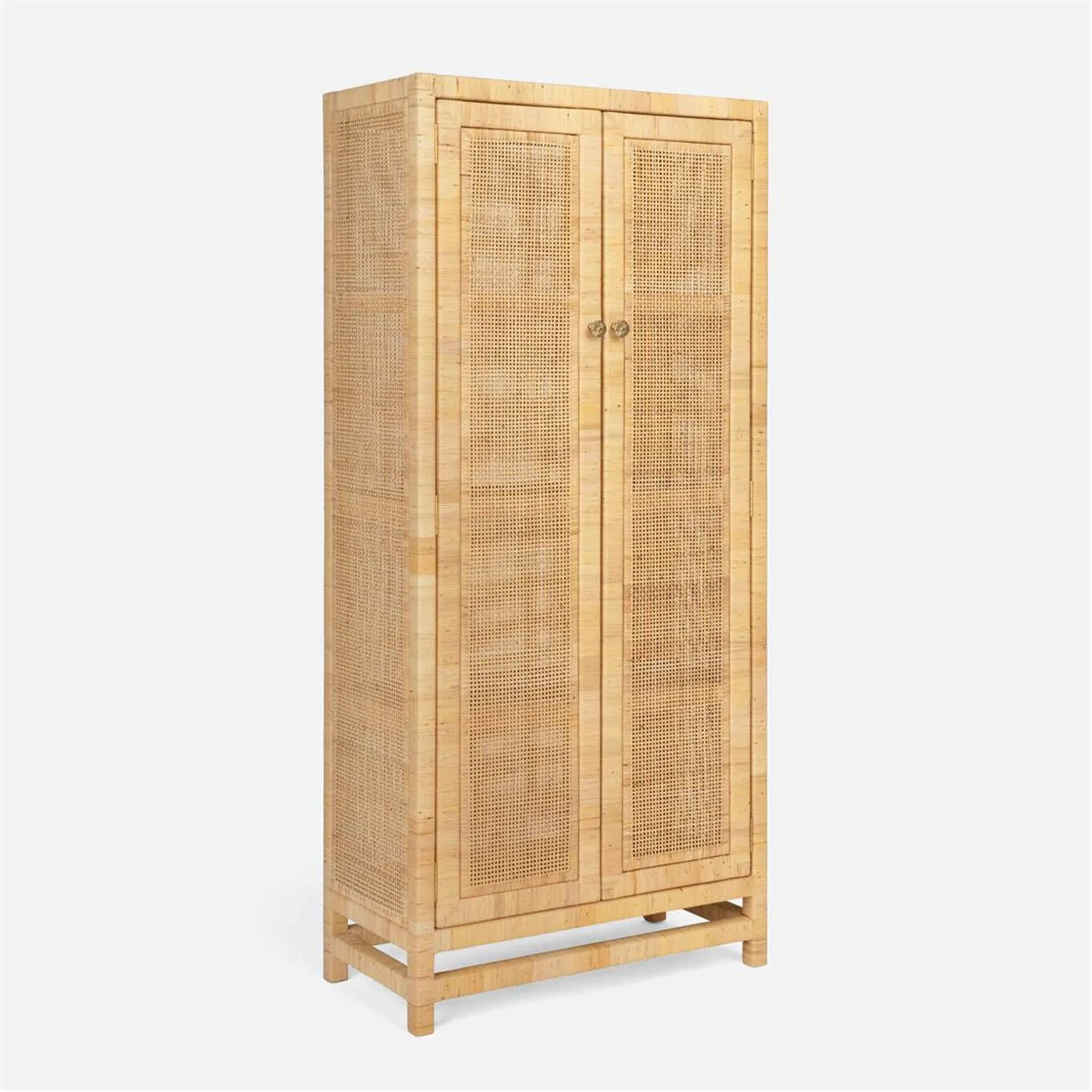 Blake Light Brown Teak and Rattan 2-Door Storage Cabinet