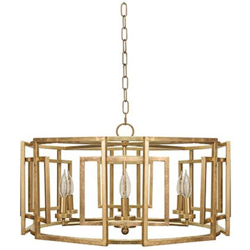 Worlds Away Square Motif Drum Chandelier with Six Arm Light