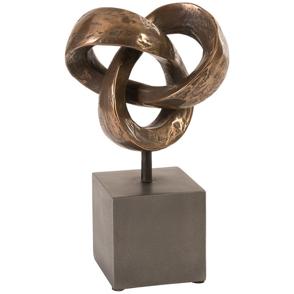 Infinity ribbon sculpture in bronze color in metal