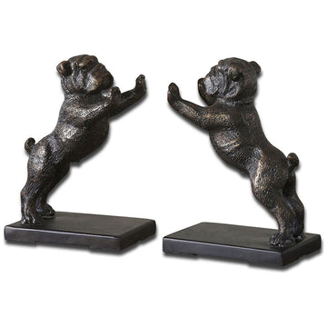 Uttermost Bulldogs Cast Iron Bookends, Set of 2