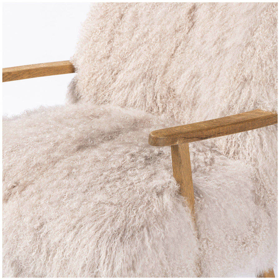 Four Hands Ashland Armchair - Taupe Mongolian Fur