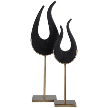 Uttermost Black Flame Sculptures, 2-Piece Set