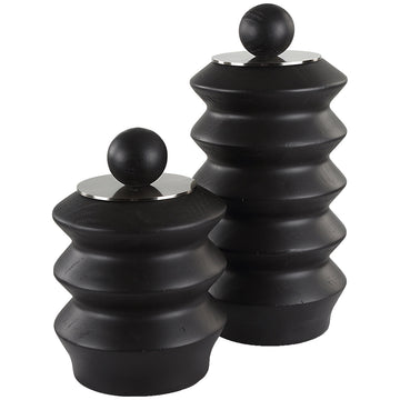 Uttermost Accordion Black Wood Containers, 2-Piece Set