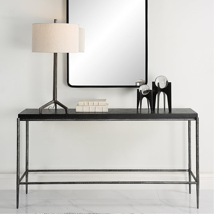 Uttermost Crescendo Black Concrete Console Table