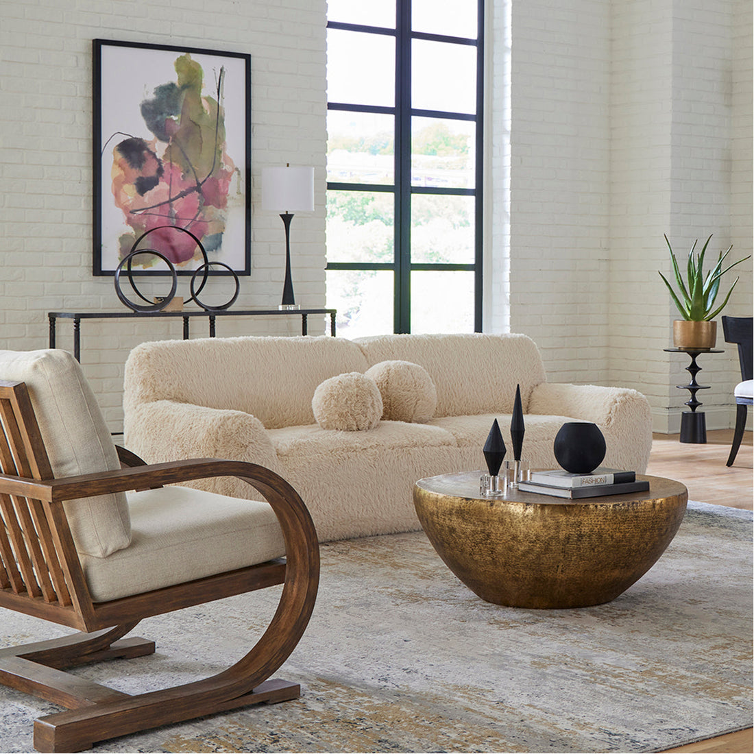 Uttermost Abide Rounded Sheepskin Sofa