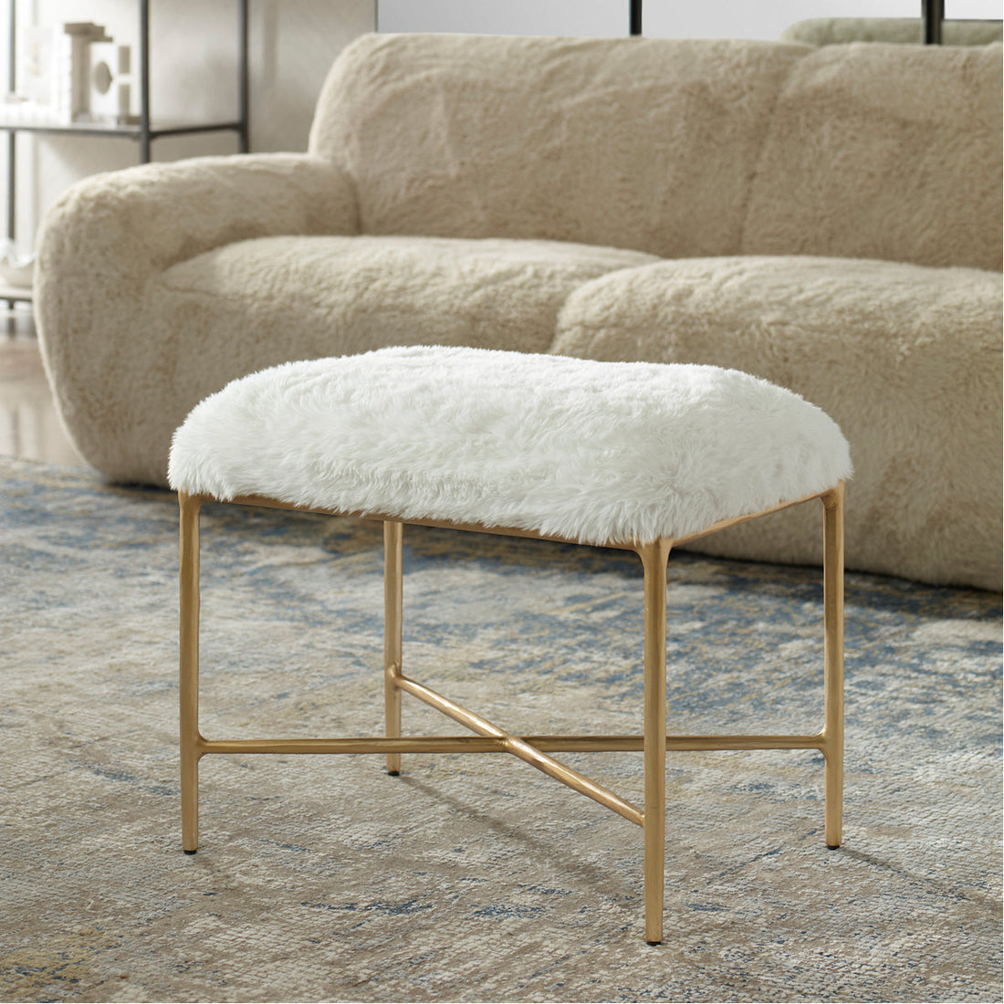 Uttermost Charmed Sheepskin Small Bench