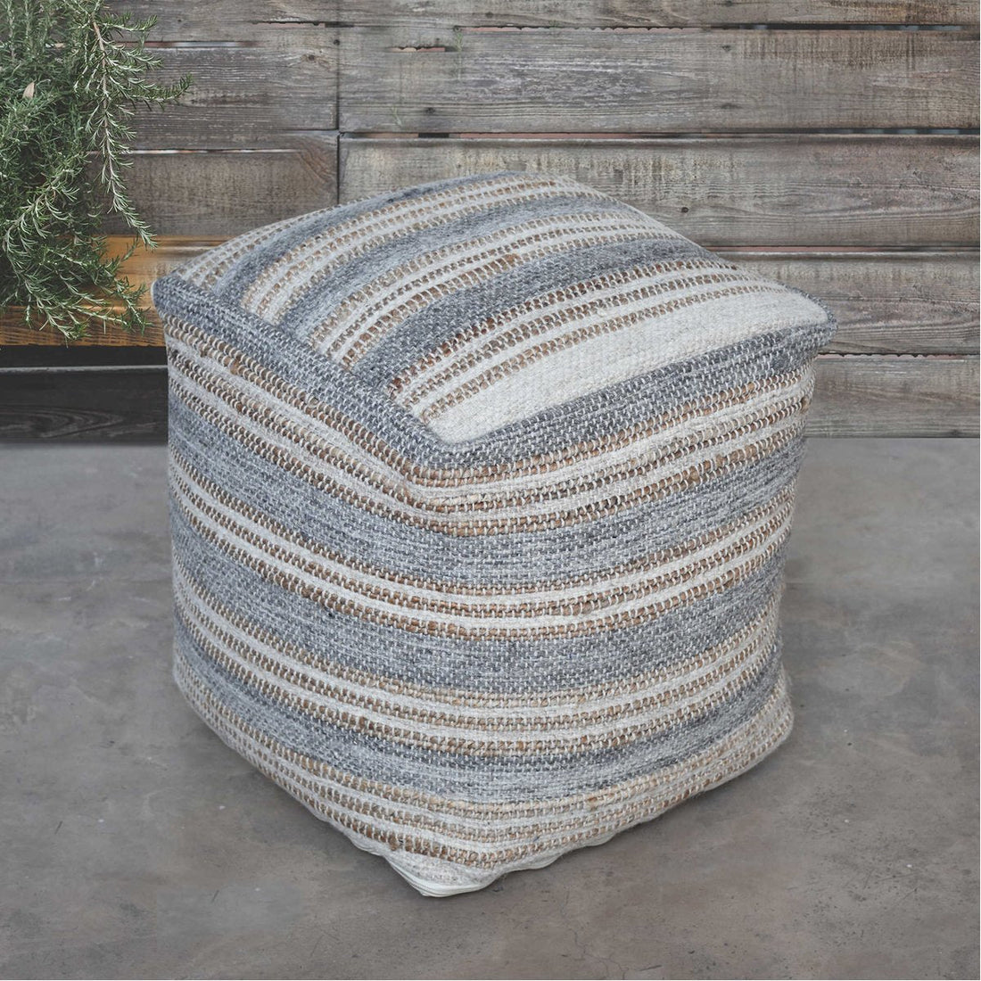 Uttermost Mesick Handwoven Gray Pouf