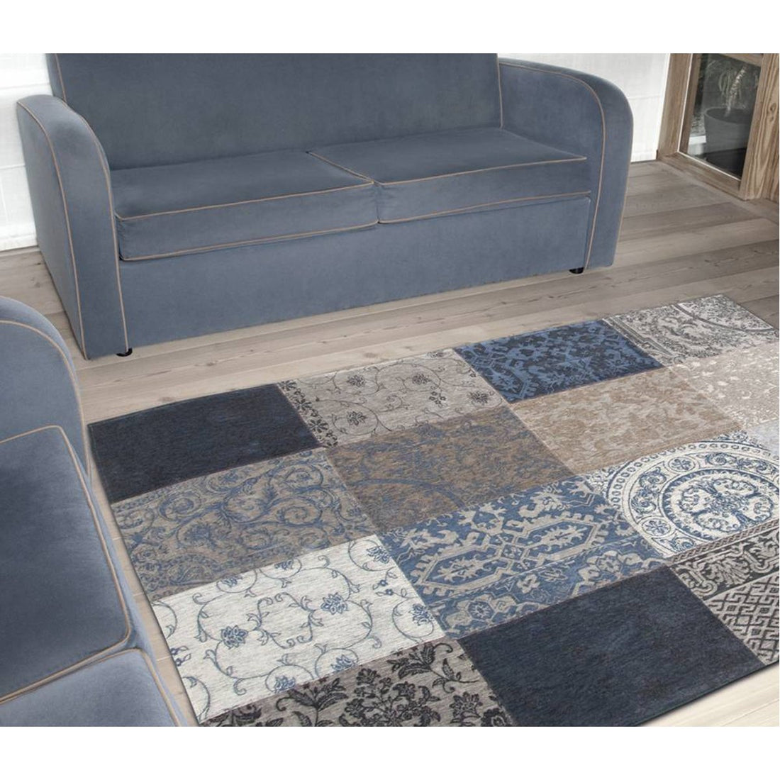 Louis de Poortere Vintage Multi 8108 Bleu Denim Rug