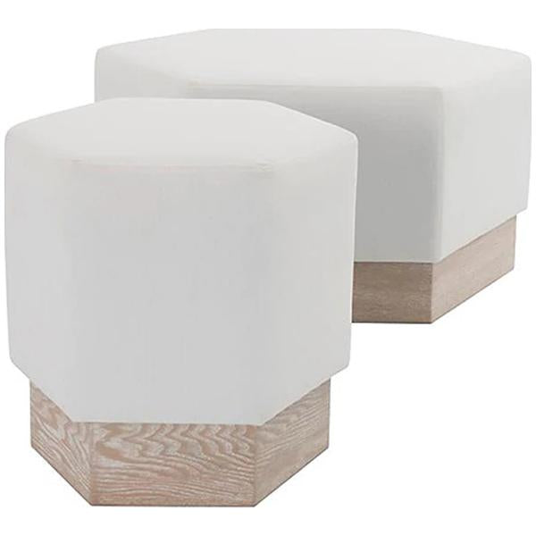 Worlds Away Asher Stool in White Linen
