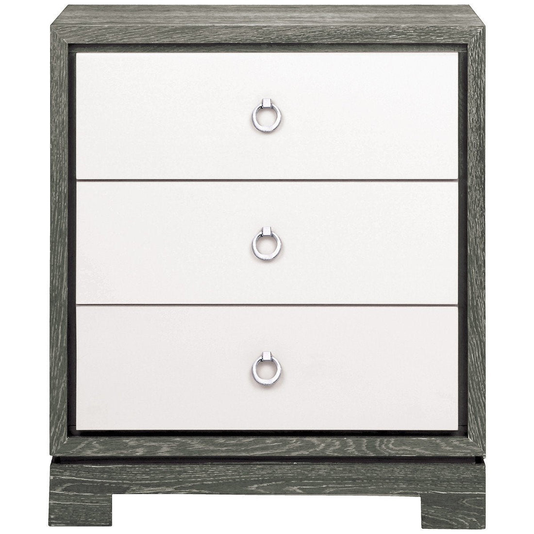 Berkeley 3-Drawer Side Table with Chrome Pulls in Gray