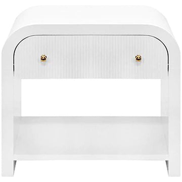 Worlds Away Esther Side Table in Glossy White Lacquer