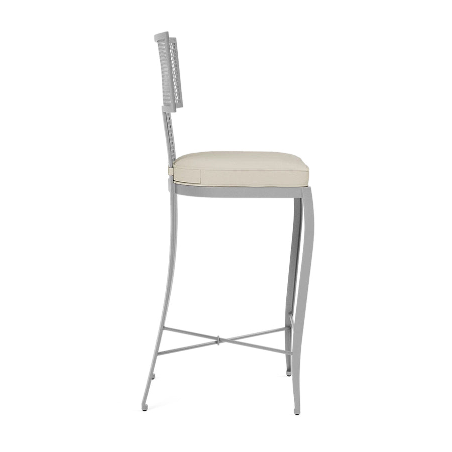 Made Goods Hadley Metal Outdoor Counter Stool in Garonne Marine Leather