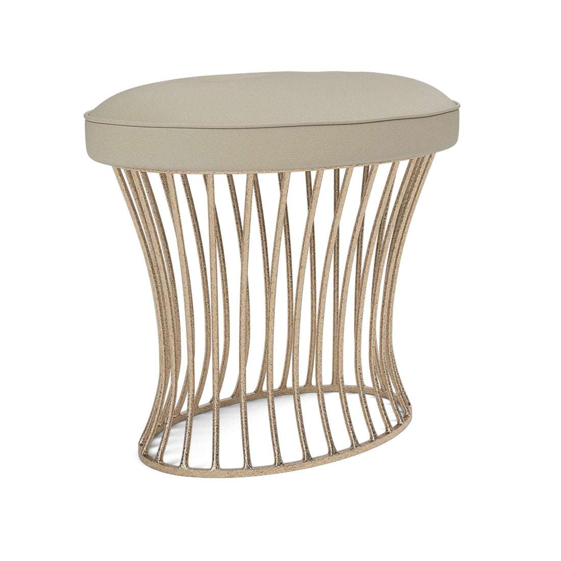 Made Goods Roderic Oval Stool in Garonne Marine Leather