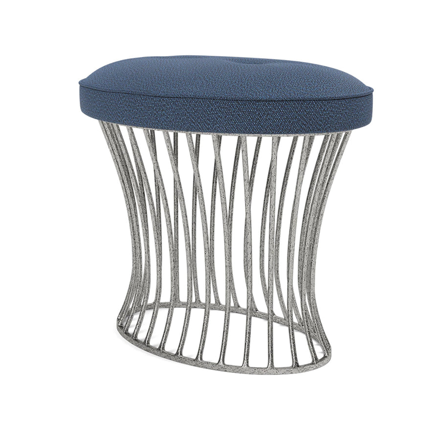 Made Goods Roderic Oval Stool in Weser Fabric