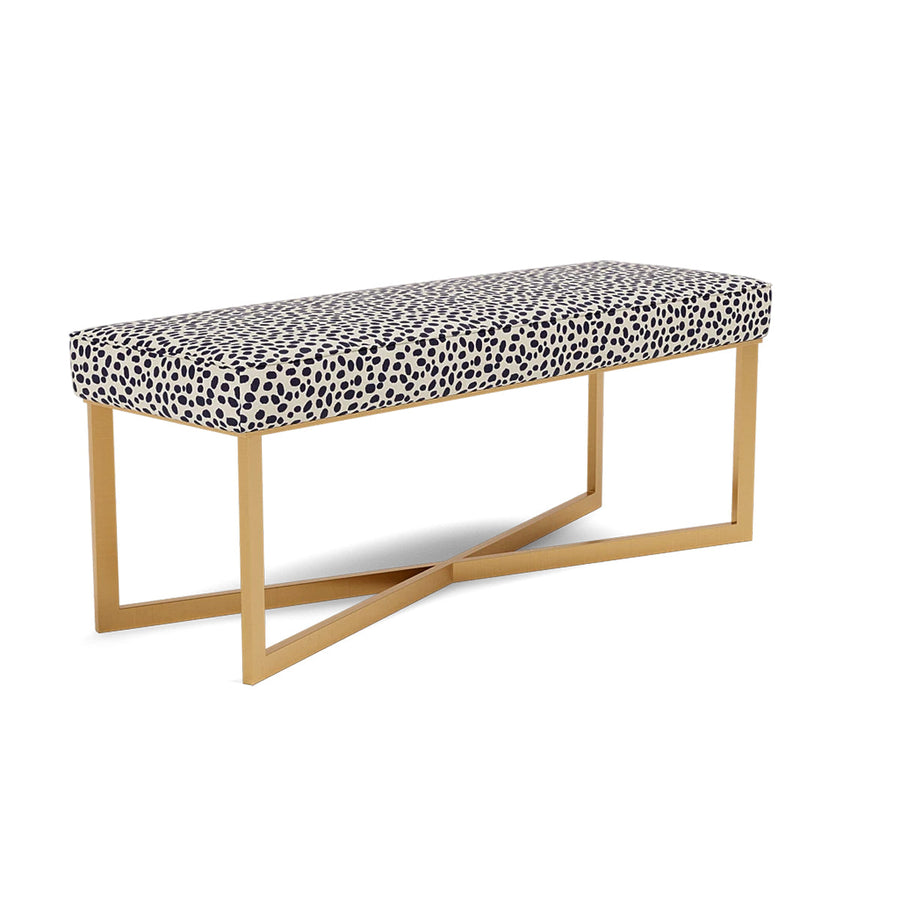 Made Goods Roger Cowhide Double Bench in Brenta Light Gray Cotton