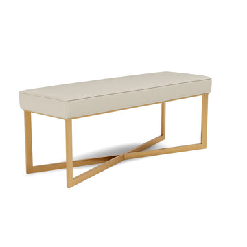 Made Goods Roger Double Bench in Garonne Marine Leather