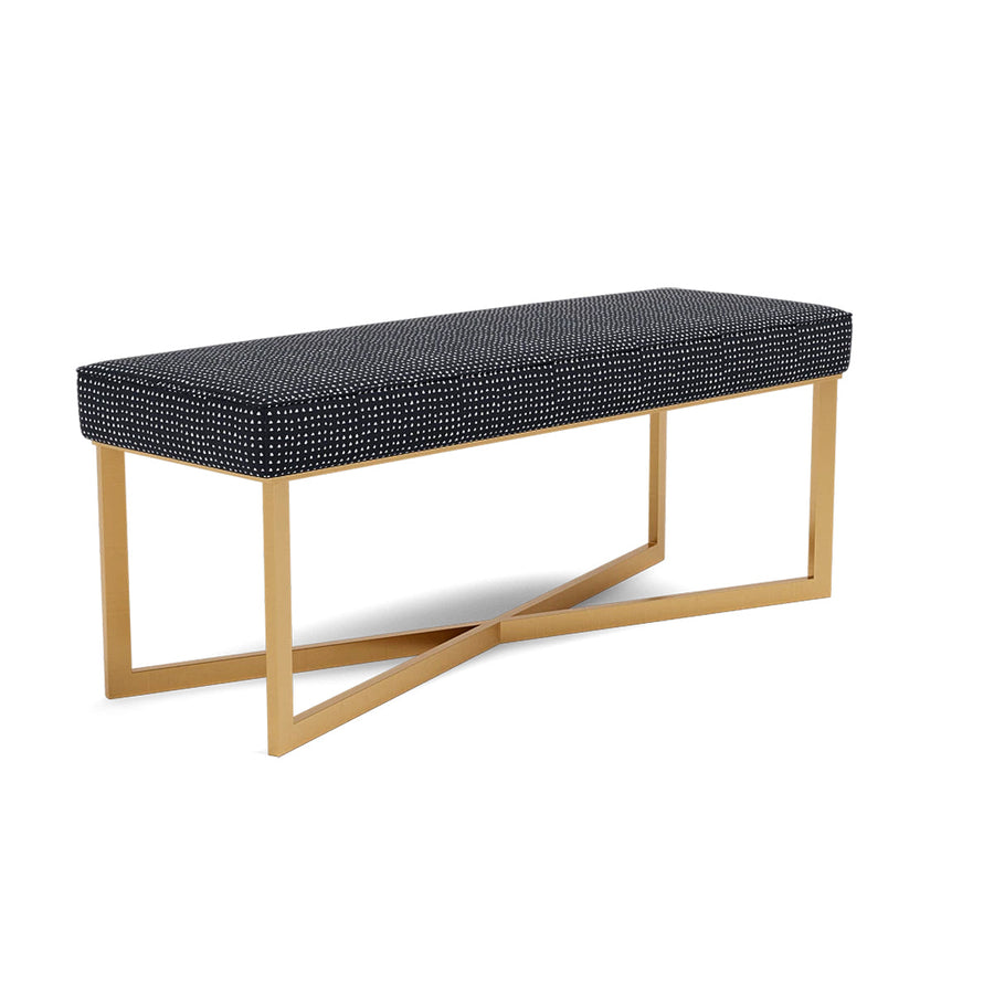 Made Goods Roger Cowhide Double Bench in Navy/White Canvas