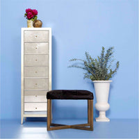 Made Goods Roger Cowhide Single Bench in Brenta Light Gray Cotton