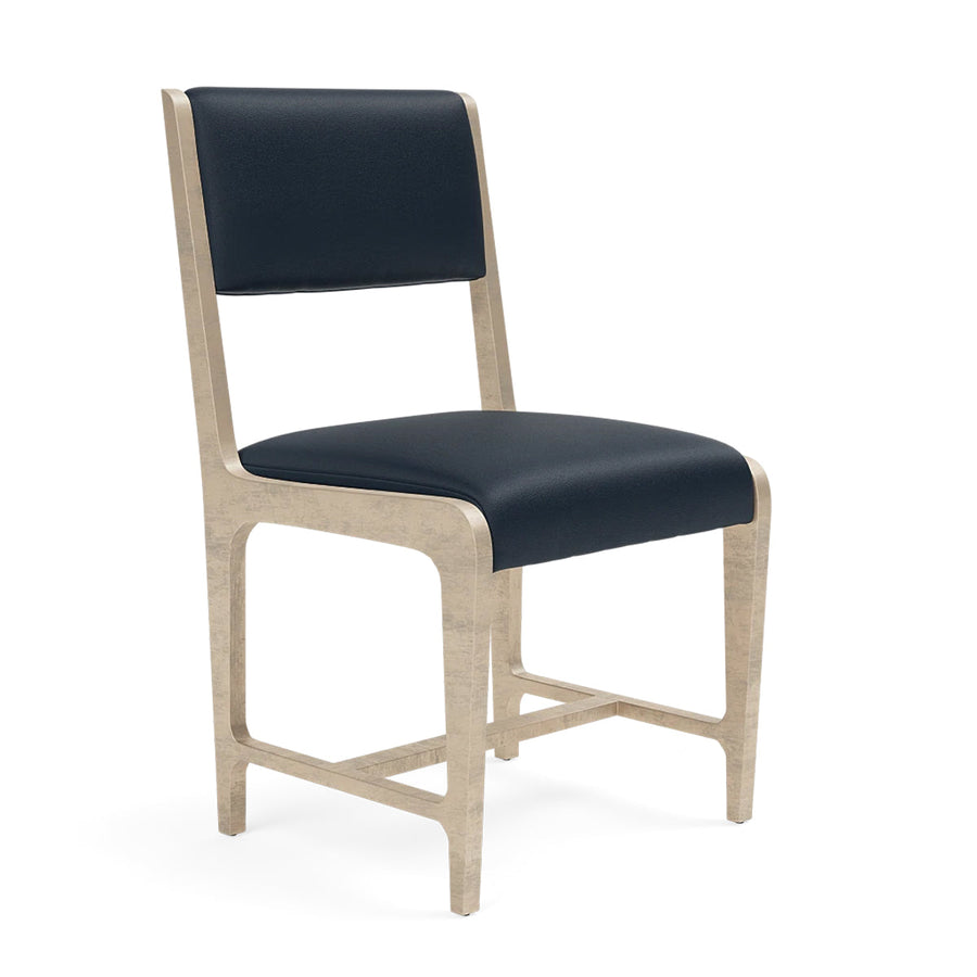 Made Goods Vallois Contemporary Metal Side Chair, Rhone Leather
