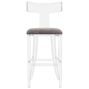 Interlude Home Tristan Klismos Bar Stool - Grey Velvet