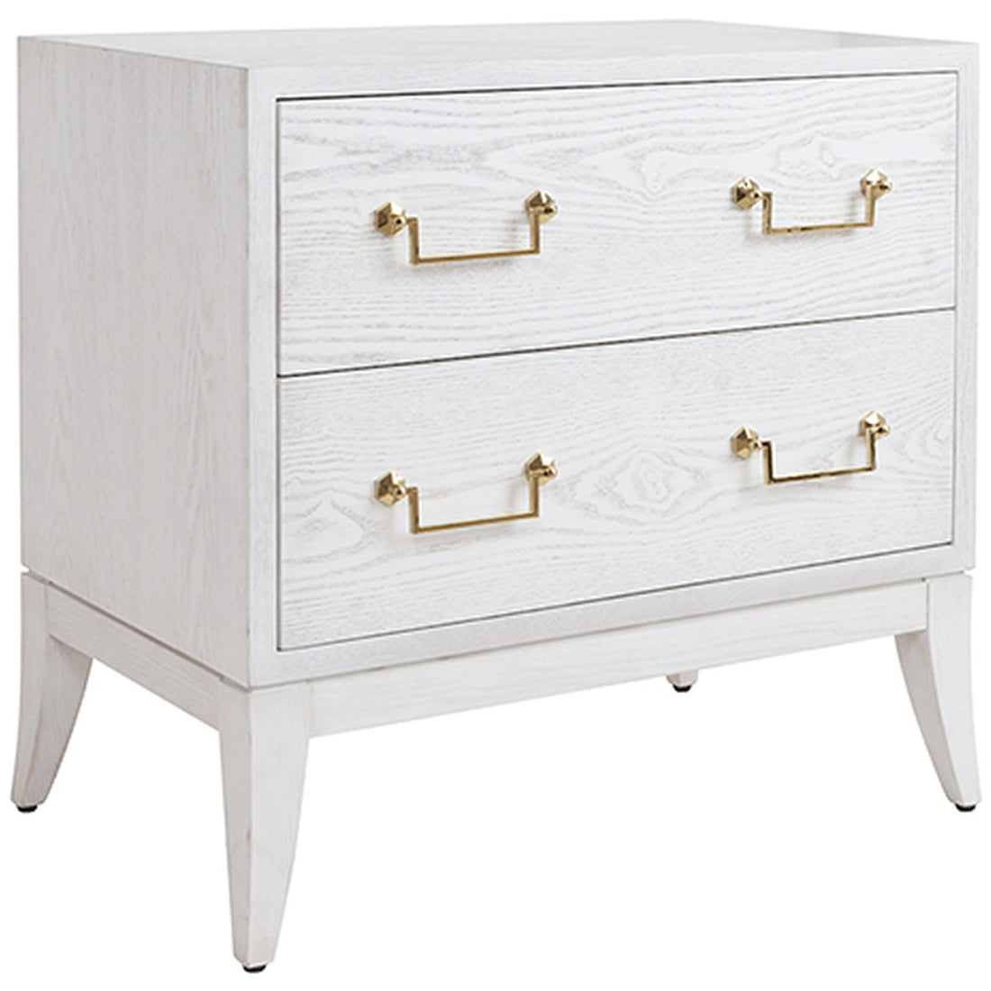 Worlds Away Sabre Leg 2-Drawer Side Table with Brass Swing Handle