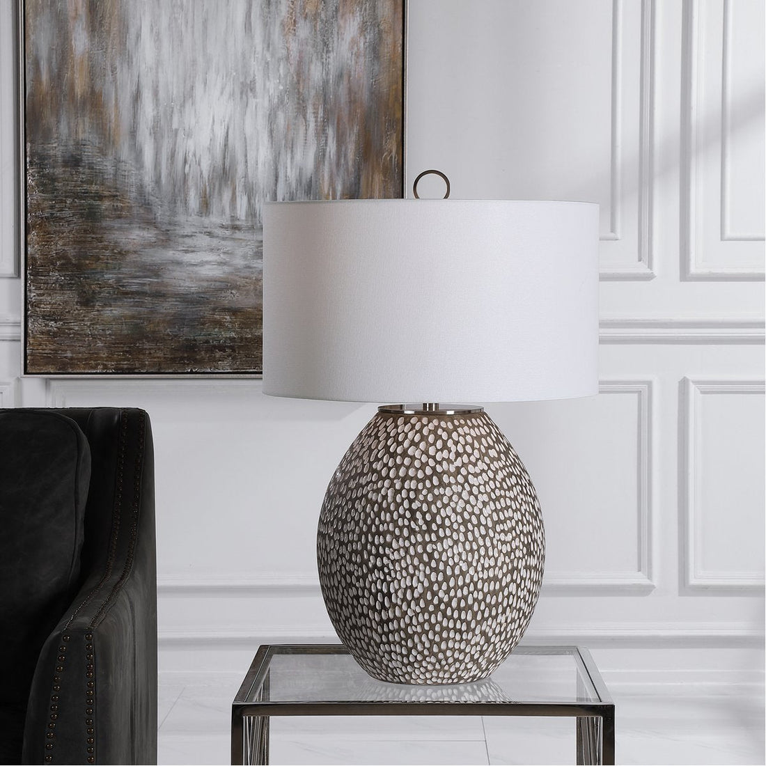 Uttermost Cyprien Gray White Table Lamp