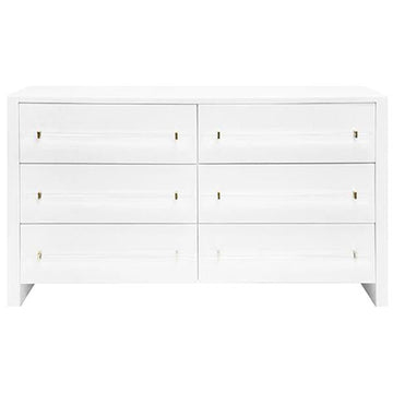 Worlds Away Luke Six Drawers Chest in Glossy White Lacquer Finish