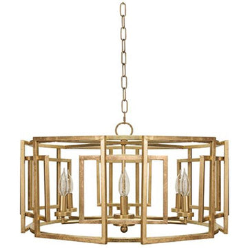 Worlds Away Square Motif Drum Chandelier with Six Arm Light