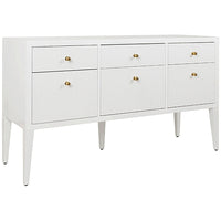 Worlds Away Fluted 6-Drawer Buffet with Brass Knobs