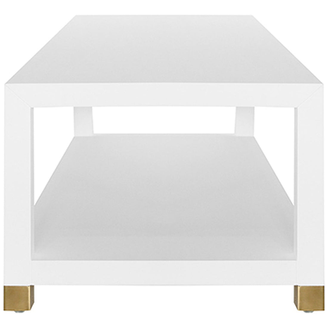 Worlds Away Coffee Table in Matte White Lacquer