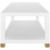 Worlds Away Coffee Table in Matte White Lacquer