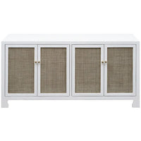 Worlds Away 4-Door Cane Cabinet with Brass Hardware