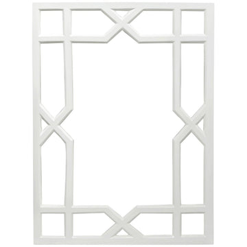 Worlds Away White Lacquer Treills Mirror VERO