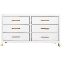Worlds Away 6-Drawer Chest in Matte White Lacquer