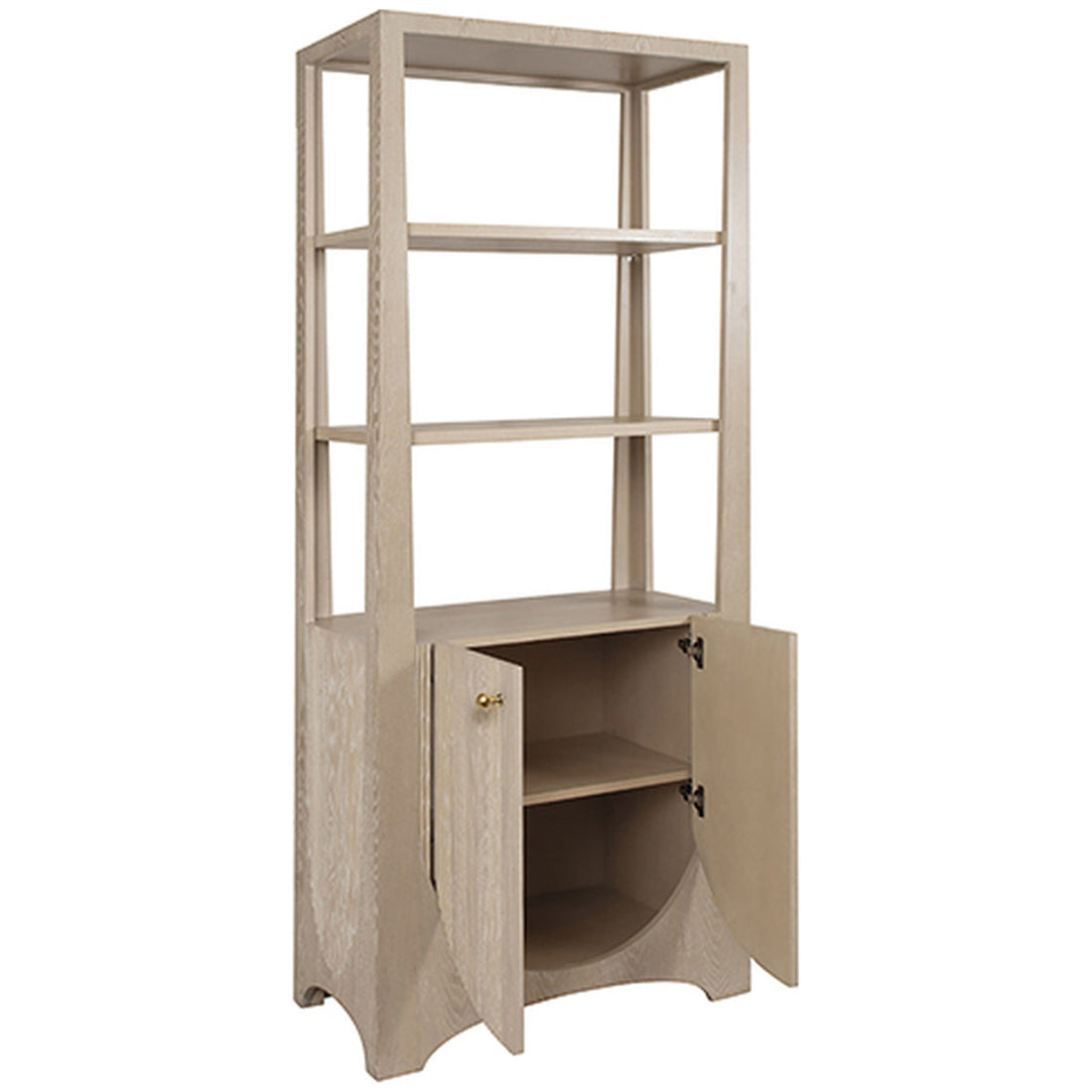 Worlds Away Etagere with 2-Door Fluted Cabinet