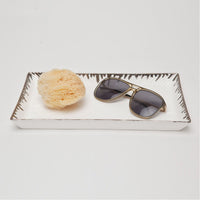 Pigeon and Poodle Rio Glazed Tray with Metallic Drip Trim, Pack of 2