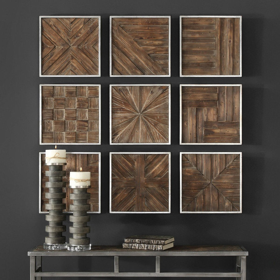 Uttermost Bryndle Rustic Wooden Squares, 9-Piece Set