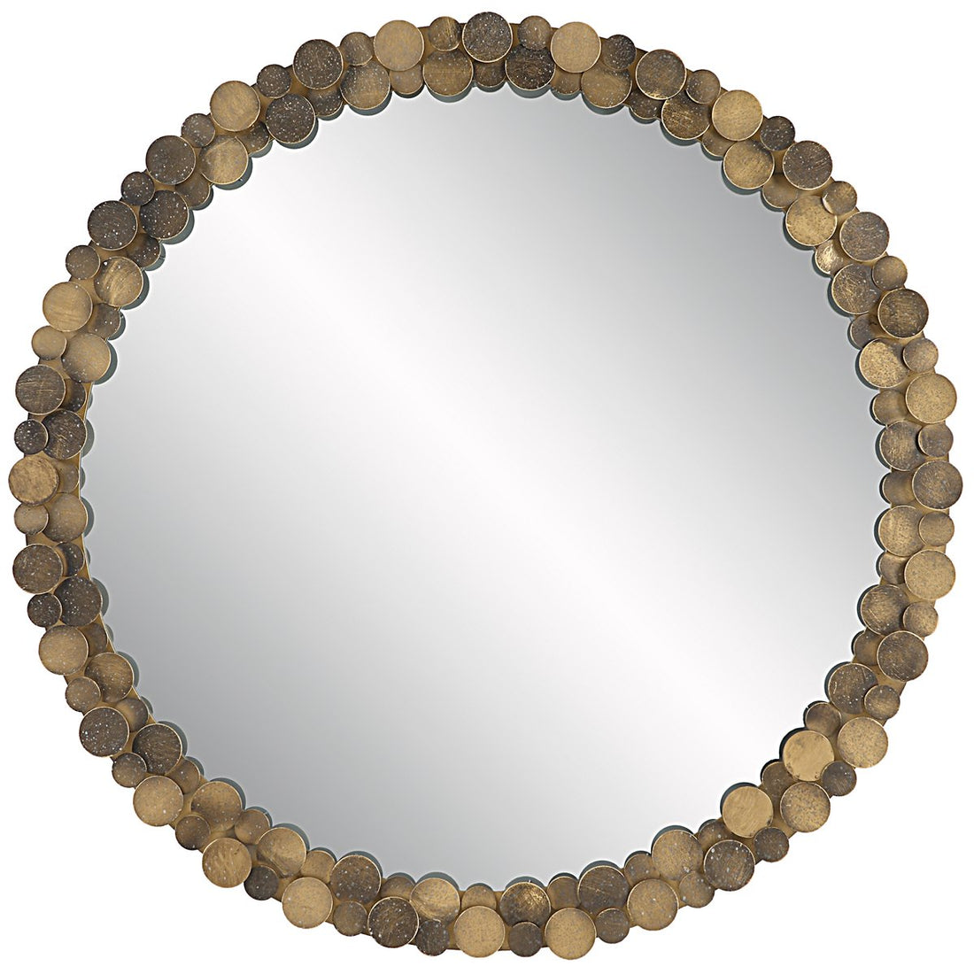 Uttermost Dinar Round Aged Gold Mirror