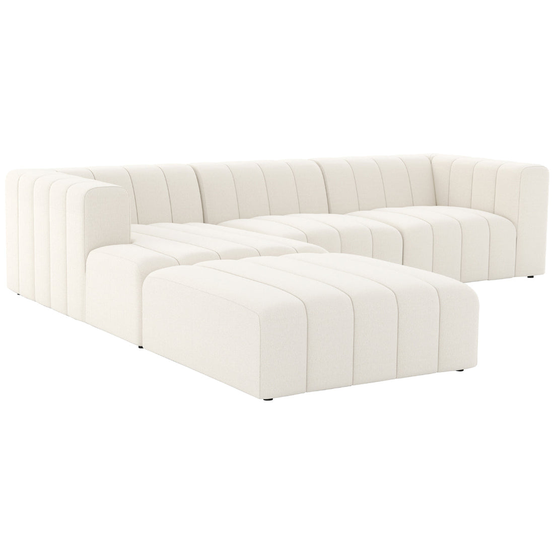 Four Hands Grayson Langham Channeled 3-Piece Cloud Sectional with Ottoman